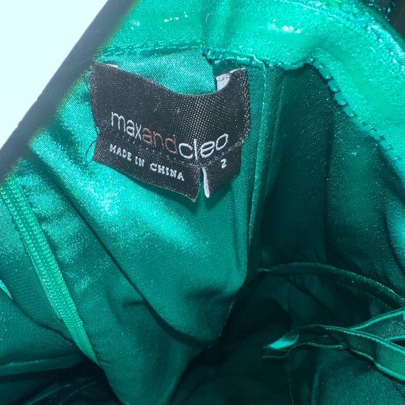WORN ONCE - MAX AND CLEO Womens Emerald Strapless Satin Peplum Cocktail Dress - Picture 5 of 10